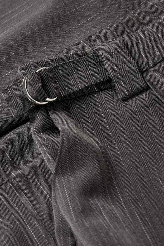 Dámské - Cargo kalhoty - mid waist - wide leg - s úzkými proužky - tmavošedá