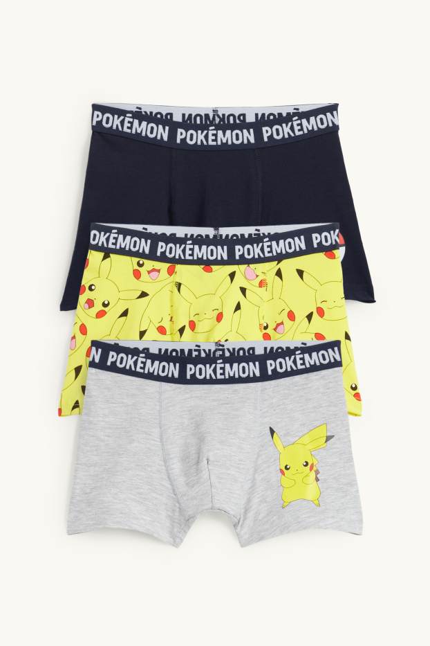 Kinder Jungen - Multipack 3er - Pokémon - Pikachu - Boxershorts - grau
