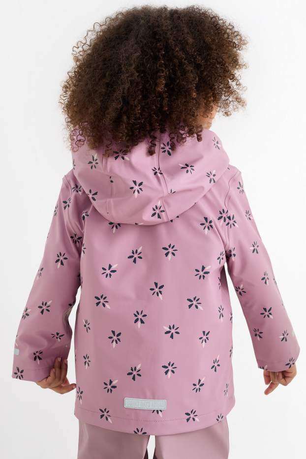 Enfants filles - Fleur - Veste de pluie à capuche - imperméable - rose
