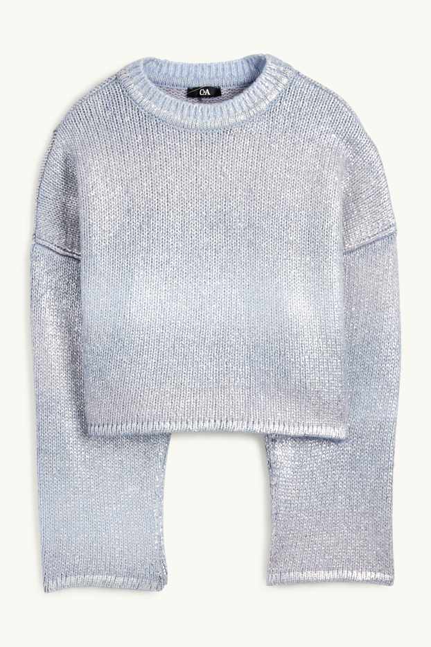 Femmes - Pull - brillant - à motif - bleu