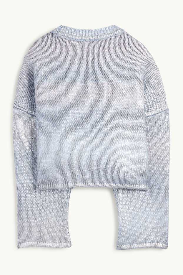 Femmes - Pull - brillant - à motif - bleu