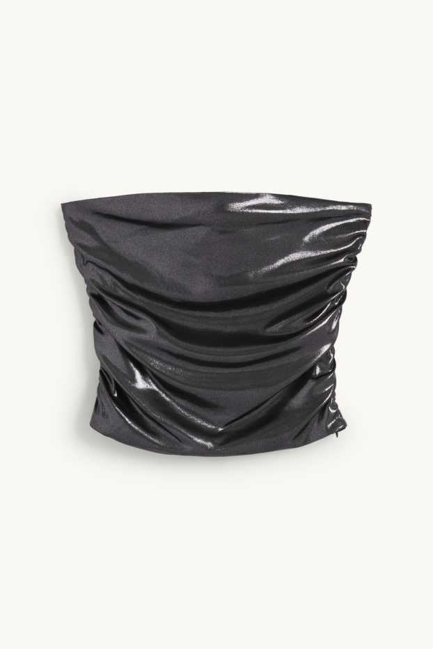 Dámské - Top bandeau - z lesklého materiálu - černá