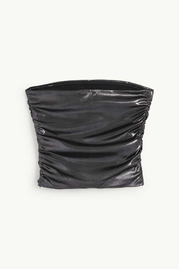 Dámské - Top bandeau - z lesklého materiálu - černá