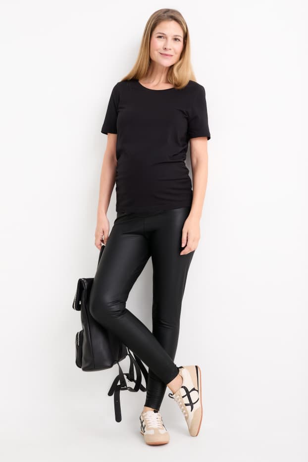 Dames - Zwangerschapslegging - imitatieleer - zwart