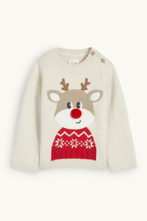 Baby Boys - Rudolph - baby Christmas jumper - light beige