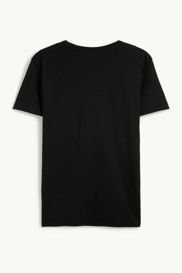 Heren - T-shirt - slim fit - fijn geribd - zwart