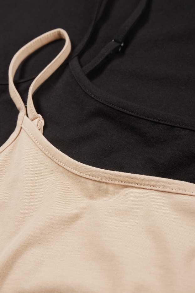 Damen - Multipack 2er - Top - schwarz / beige