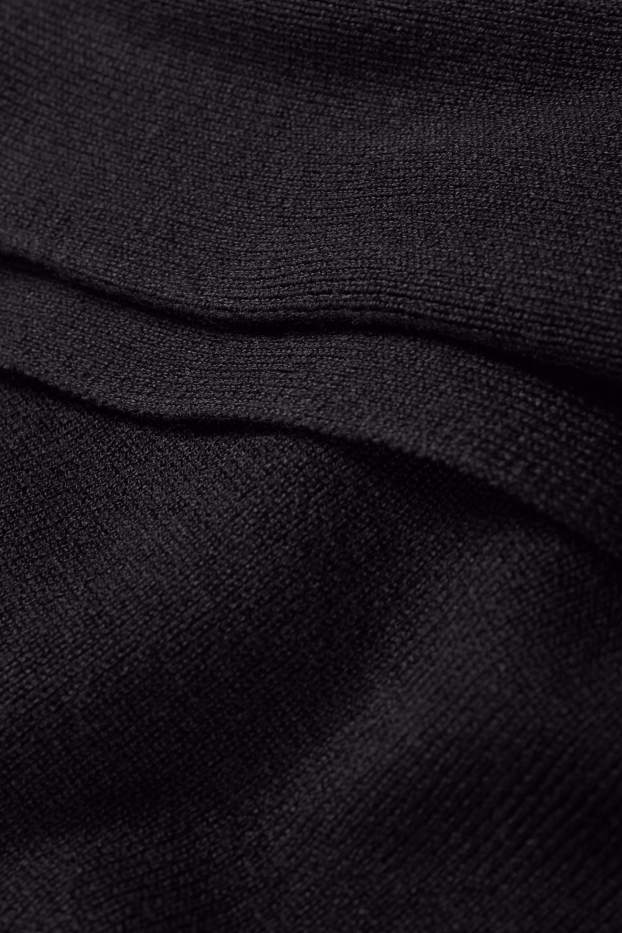 Femmes - Robe de maille à col V - noir