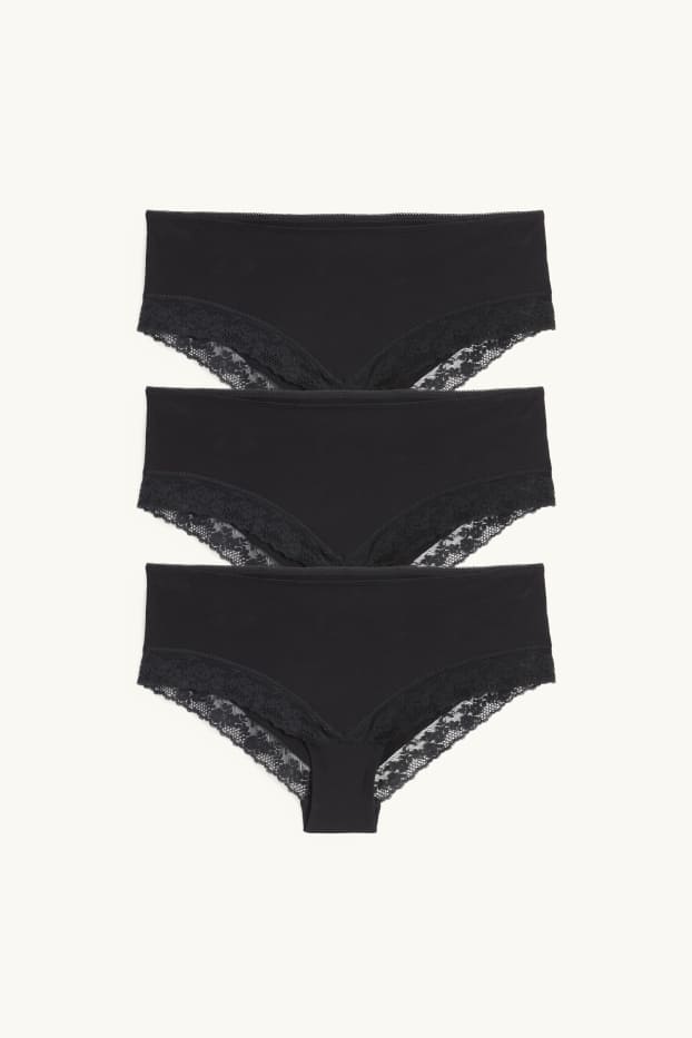 Damen - Multipack 3er - Hipster - schwarz