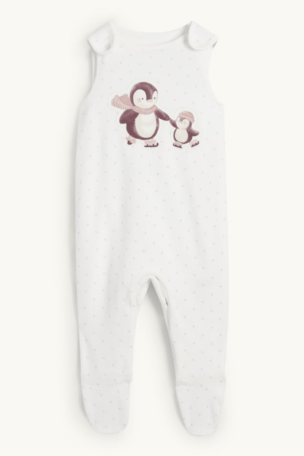 Nadó nena - Pingüí - conjunt de pijama d’una peça - 2 peces - rosa