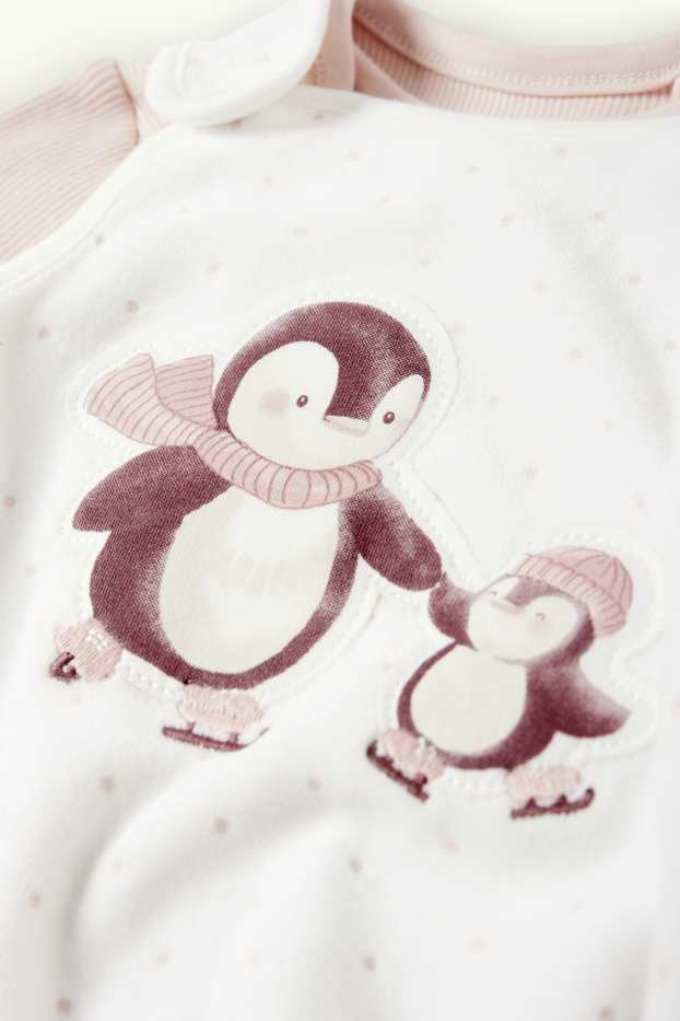 Nadó nena - Pingüí - conjunt de pijama d’una peça - 2 peces - rosa
