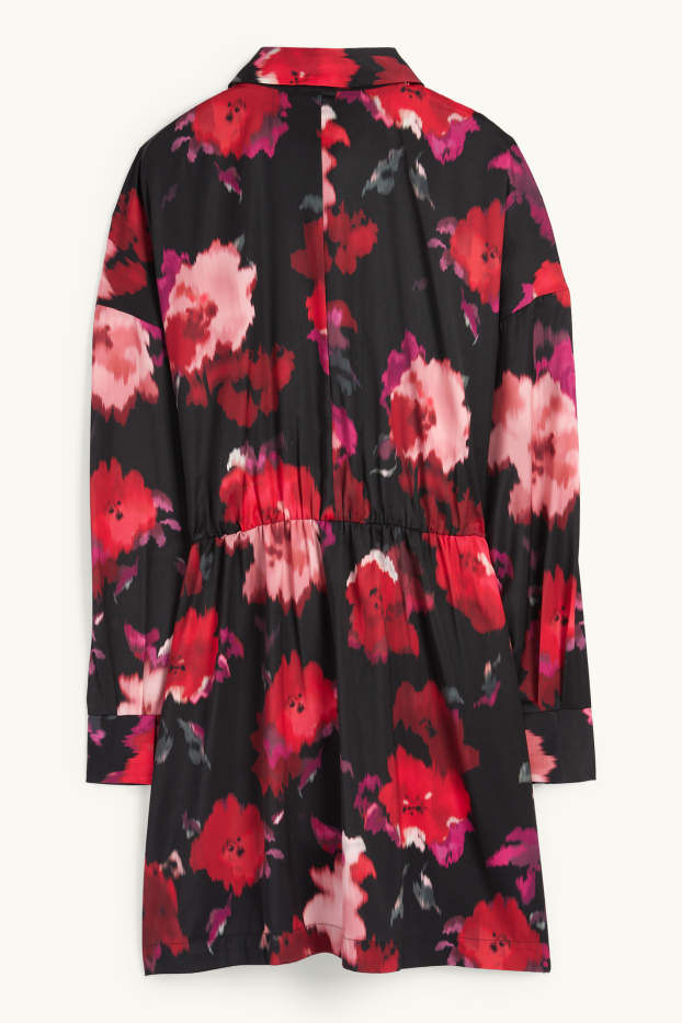 Women - Shirt dress - floral - black