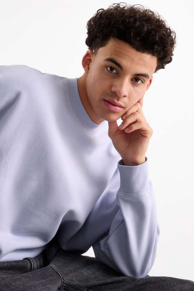 Bărbați - Bluză de molton supradimensionată - violet deschis