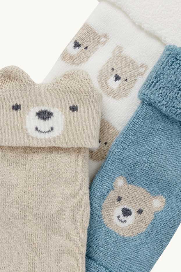Unisex - Paquet de 3 - ossets - mitjons per a nounat amb dibuix - blanc