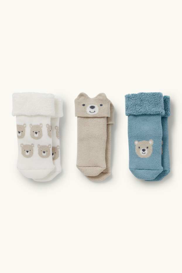 Unisex - Paquet de 3 - ossets - mitjons per a nounat amb dibuix - blanc
