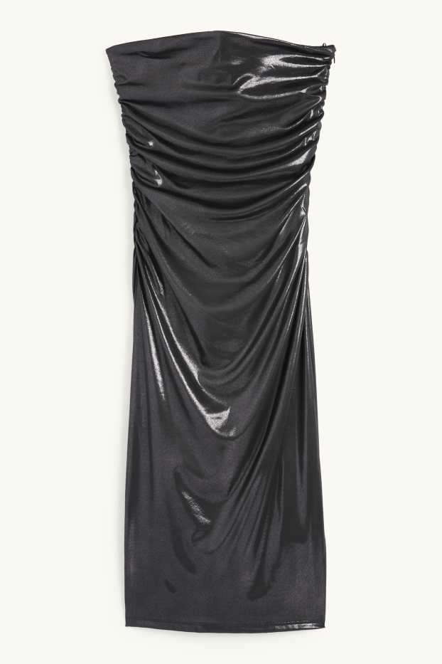 Femei - Rochie tip bustieră - aspect lucios - gri închis