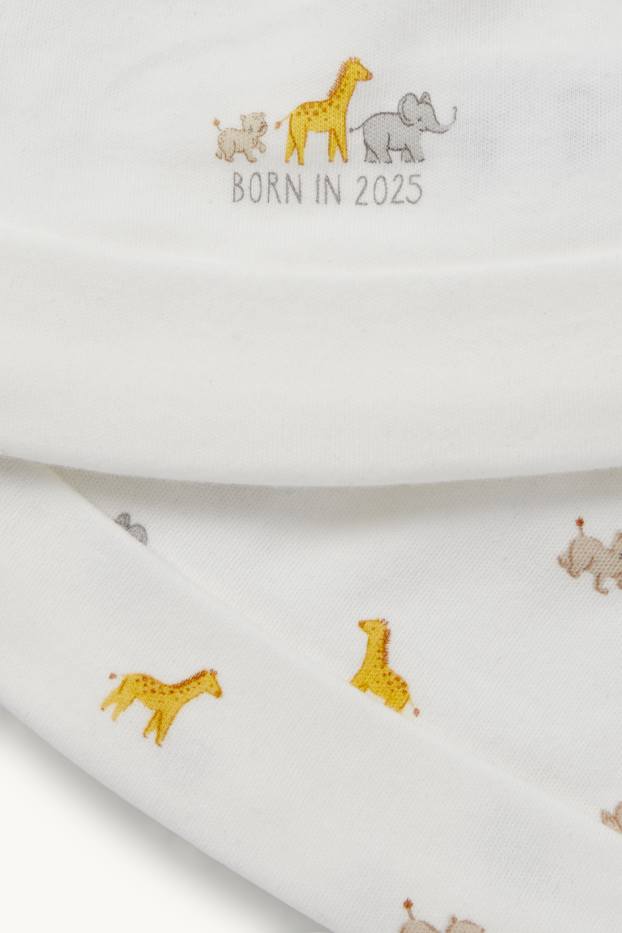 Unisex - Multipack of 2 - wild animals - baby beanie - white