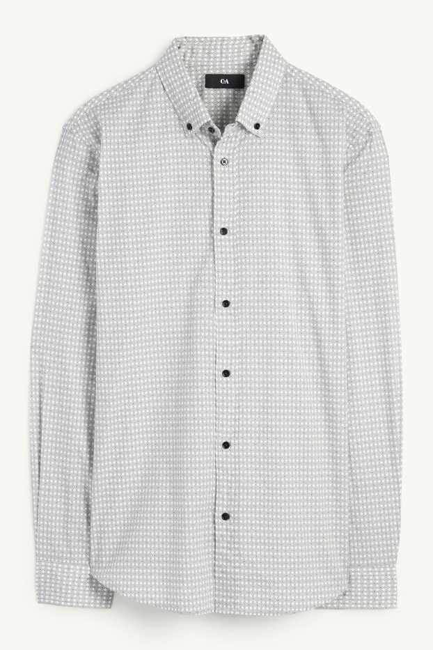 Home - Camisa - regular fit - button-down - cotó orgànic - blanc/negre