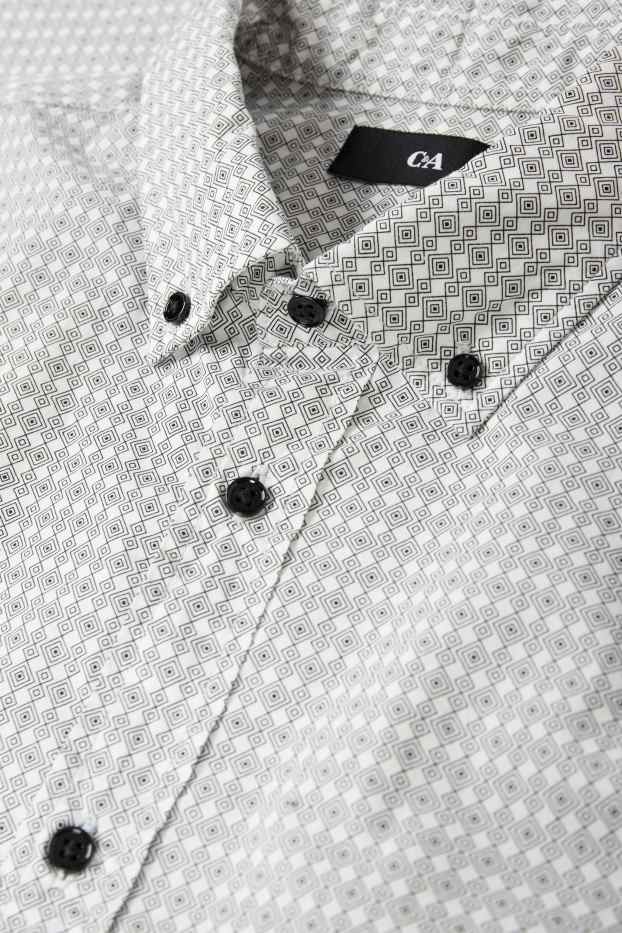 Home - Camisa - regular fit - button-down - cotó orgànic - blanc/negre