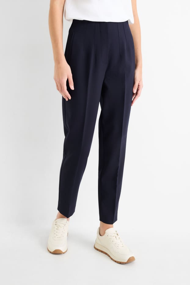 Kobiety - Spodnie materiałowe - wysoki stan - tapered fit - ciemnoniebieski