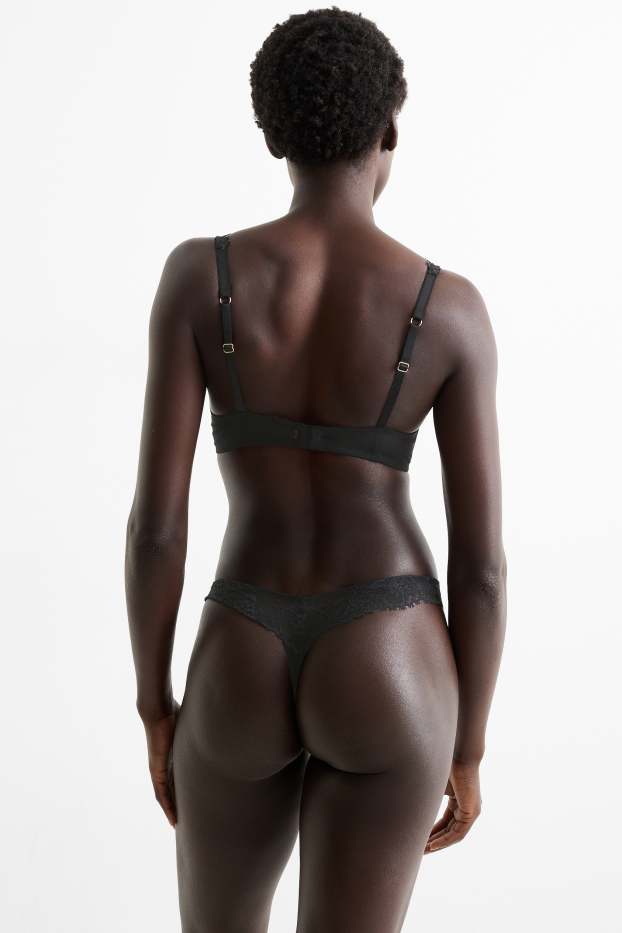 Damen - BH mit Bügel - PLUNGE -  wattiert - schwarz