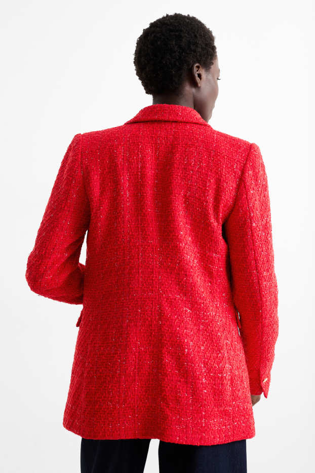 Women - Blazer - fitted - textured - red