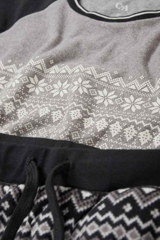 Herren - Fleece-Pyjama - dunkelgrau
