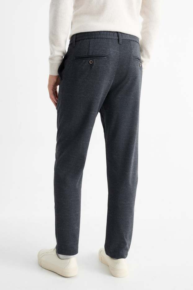 Pánské - Kalhoty chino - tapered fit - kostkované - tmavošedá