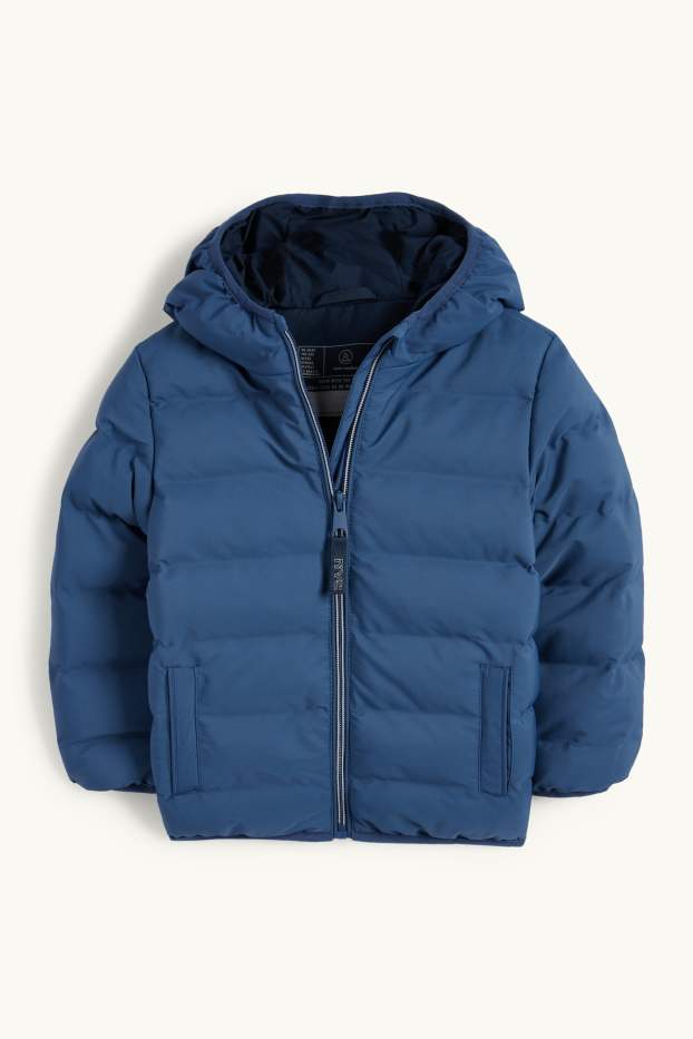Kinder Jungen - Steppjacke mit Kapuze - wasserabweisend - blau