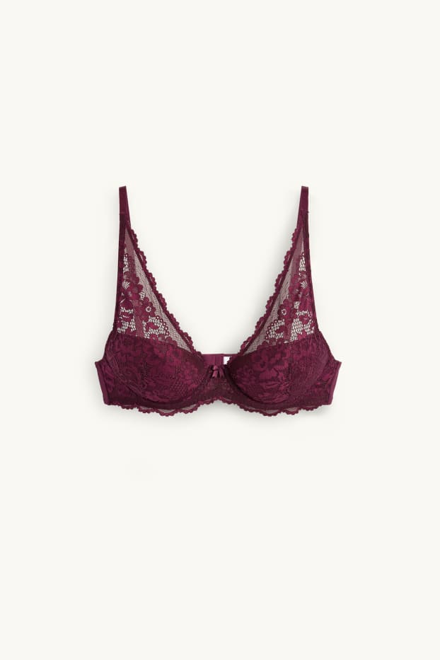 Women - Underwire bra - PLUNGE - padded - purple