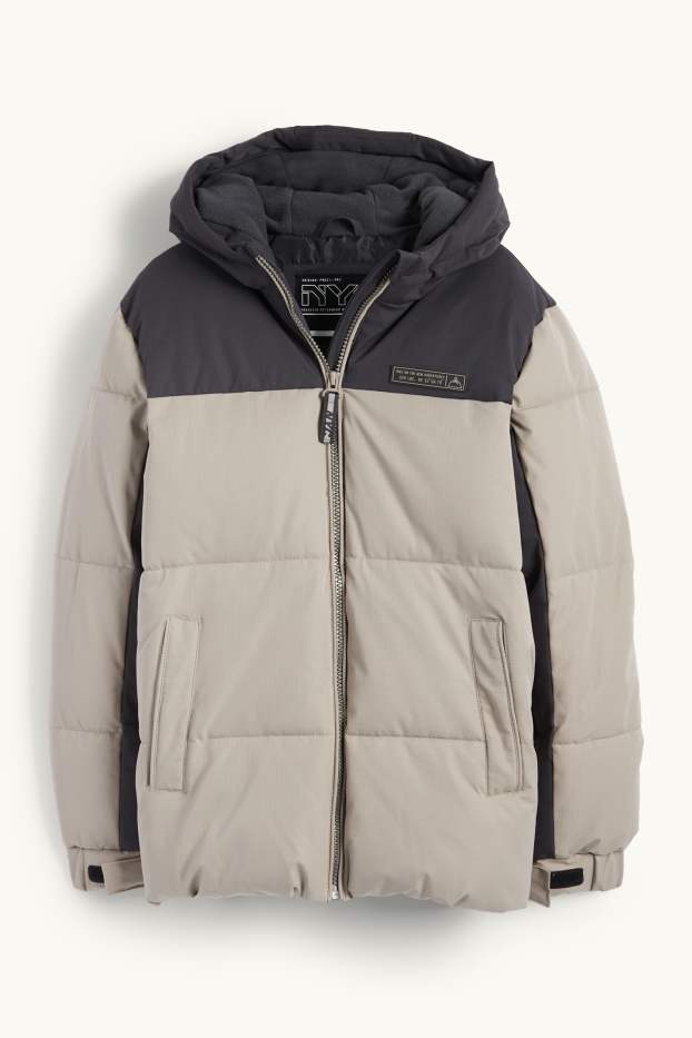 Kinder Jungen - Steppjacke mit Kapuze - grau