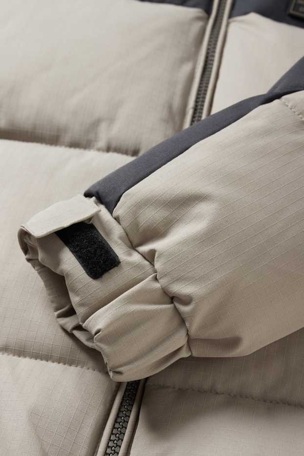 Kinder Jungen - Steppjacke mit Kapuze - grau