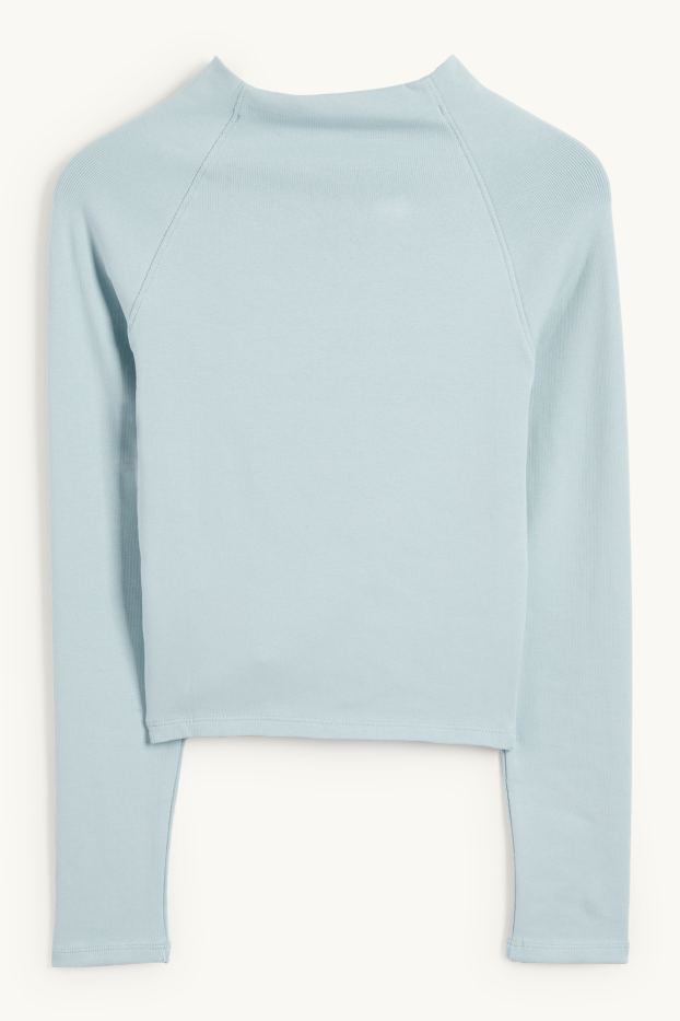 Dames - Longsleeve - fijne ribstof - lichtblauw