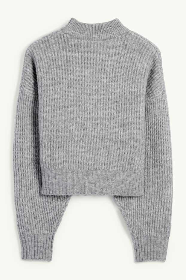 Dona - Jersei crop amb coll alçat - canalé - gris