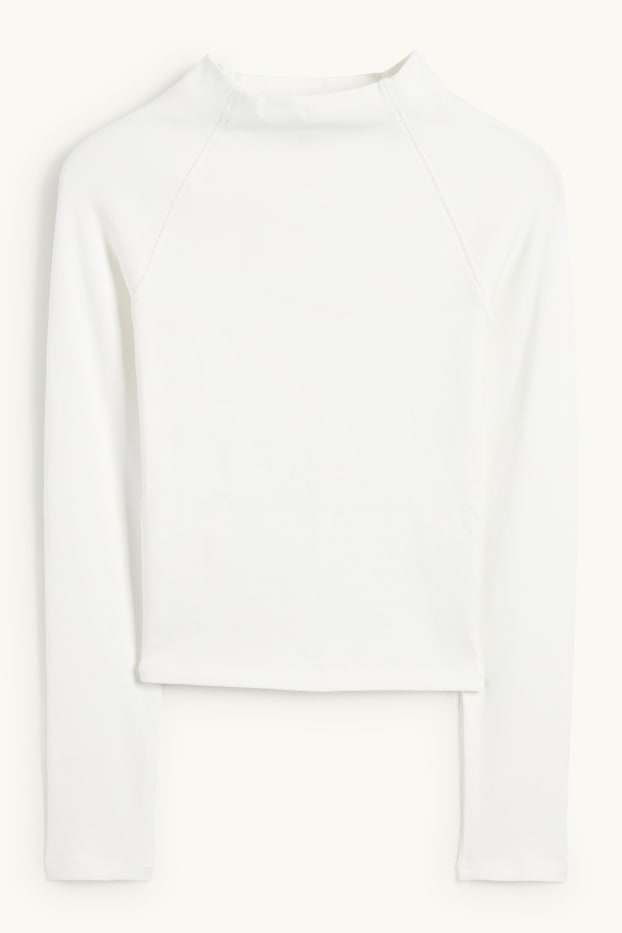 Women - Long sleeve top - skinny rib - white