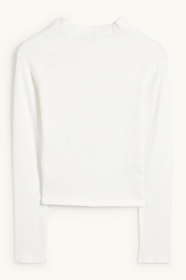 Women - Long sleeve top - skinny rib - white