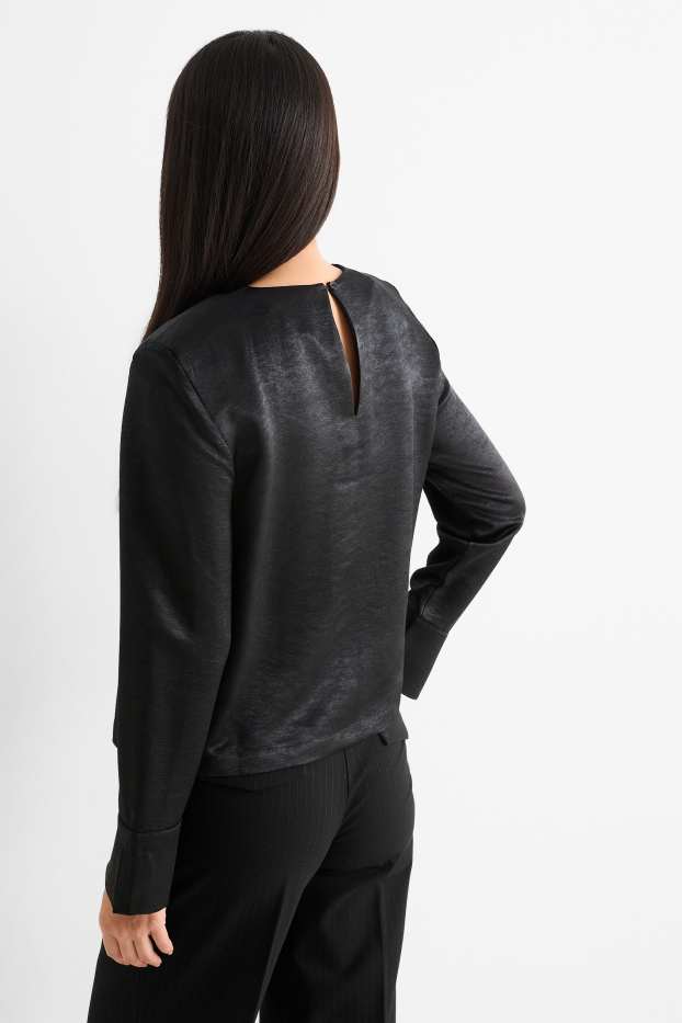 Damen - Bluse - glänzend - schwarz