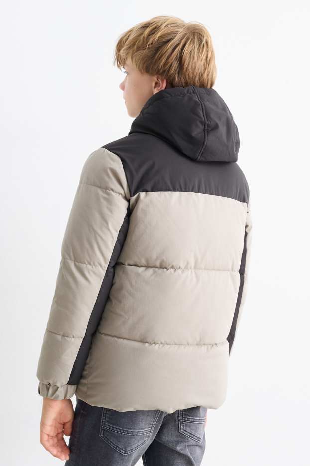 Kinder Jungen - Steppjacke mit Kapuze - grau