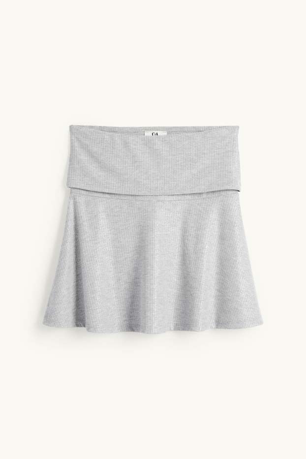 Femei - Fustă mini - reiată - aspect lucios - gri deschis