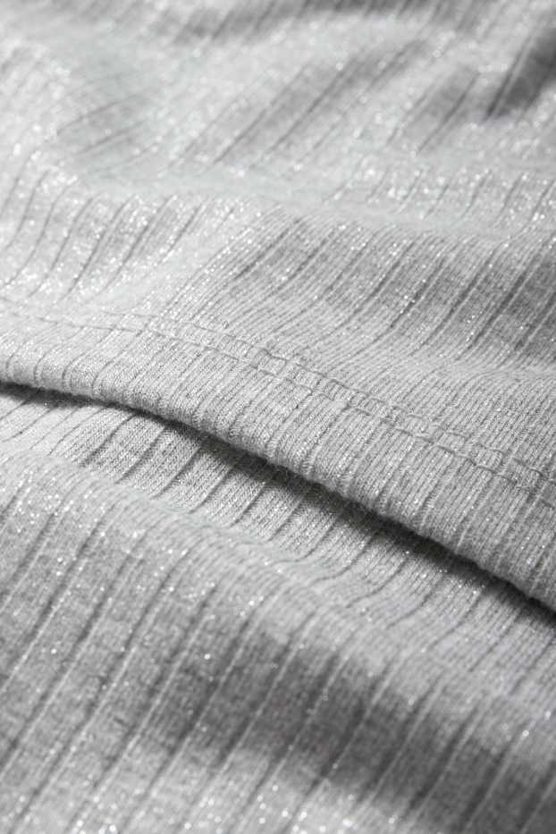 Femei - Fustă mini - reiată - aspect lucios - gri deschis