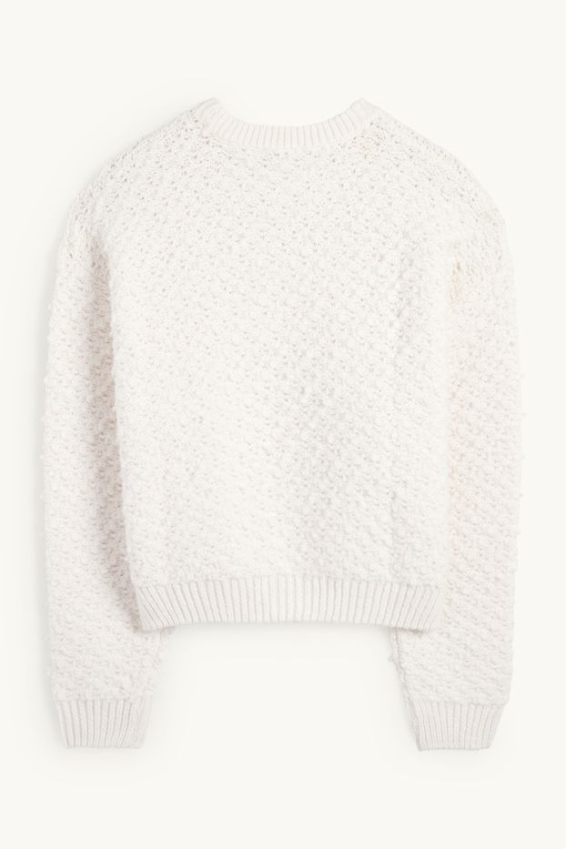 Femmes - Pull en bouclé - blanc crème
