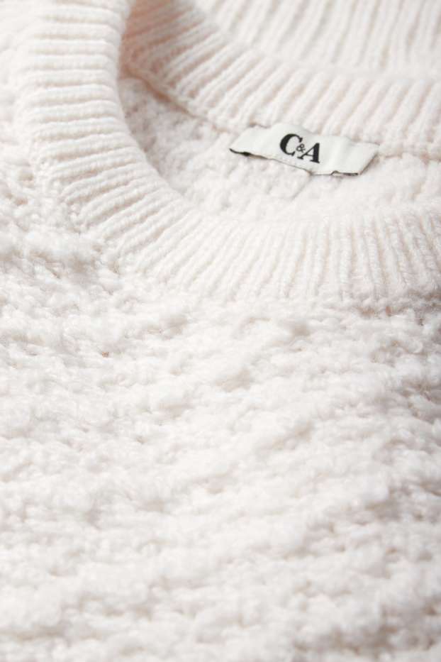 Femmes - Pull en bouclé - blanc crème