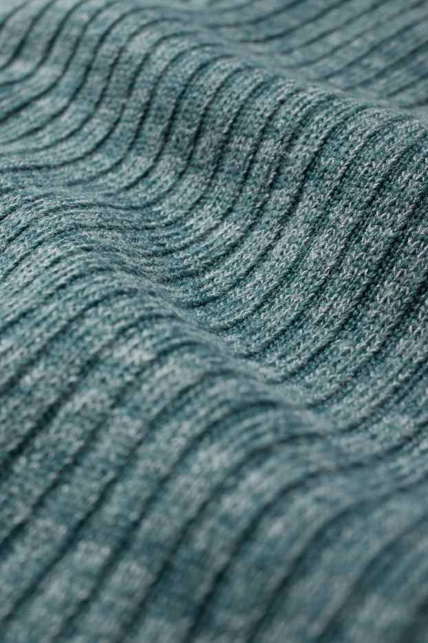 Dámské - Pletené šaty - žebrované - tyrkysová