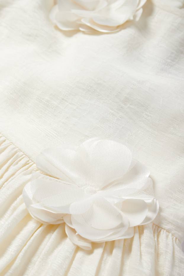 Kinder Mädchen - Blume - Kleid - strukturiert - cremeweiß