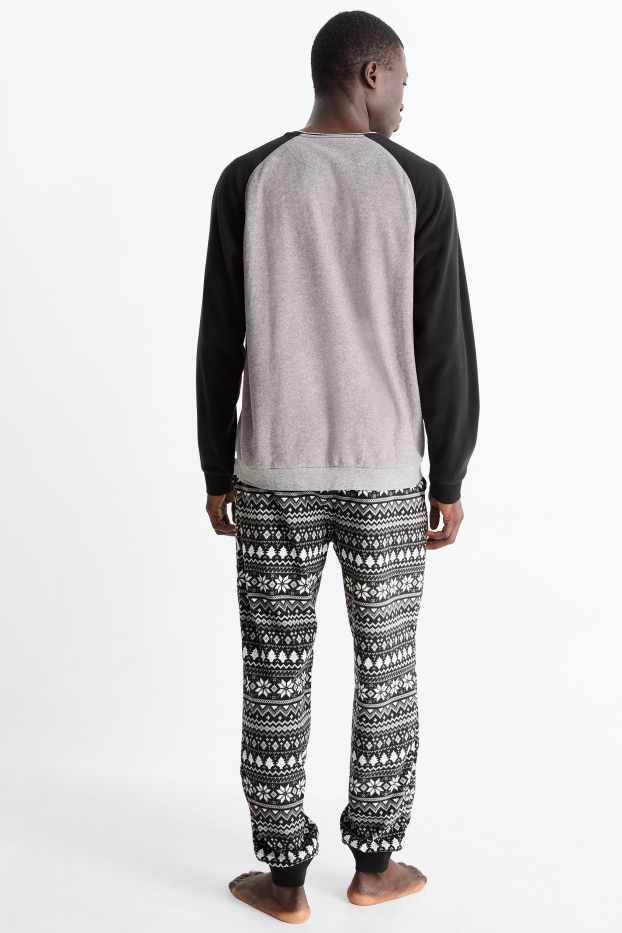 Herren - Fleece-Pyjama - dunkelgrau
