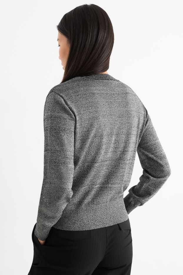 Femmes - Pull à fine maille - brillant - gris
