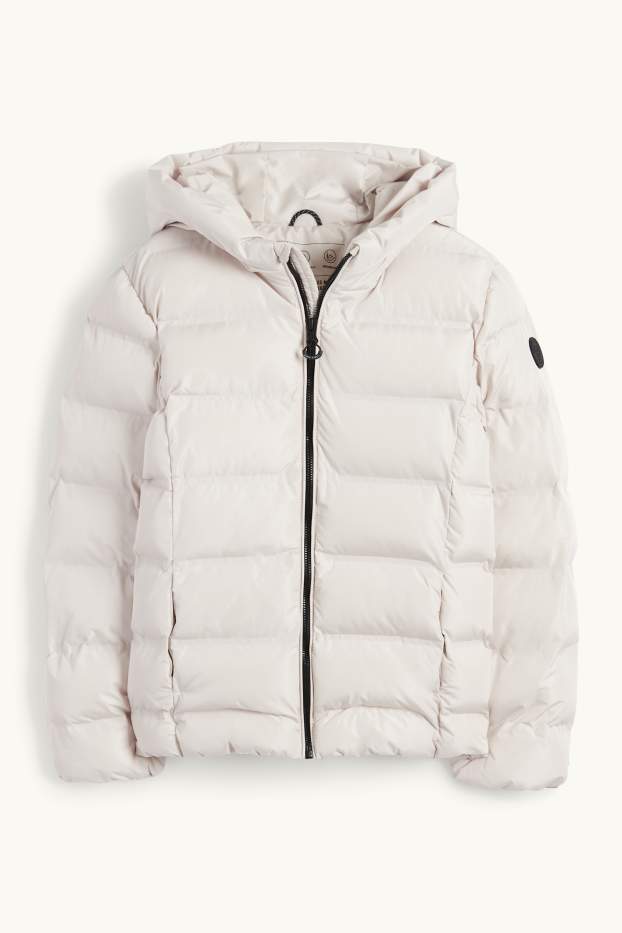 Kinder Mädchen - Steppjacke mit Kapuze - wasserabweisend - hellbeige