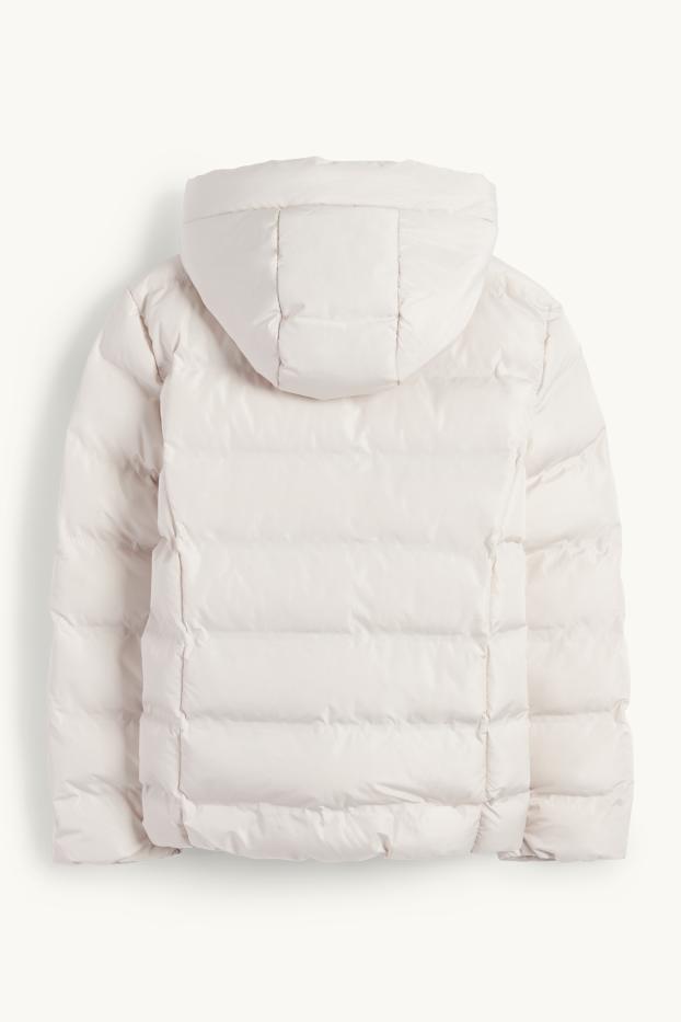 Kinder Mädchen - Steppjacke mit Kapuze - wasserabweisend - hellbeige