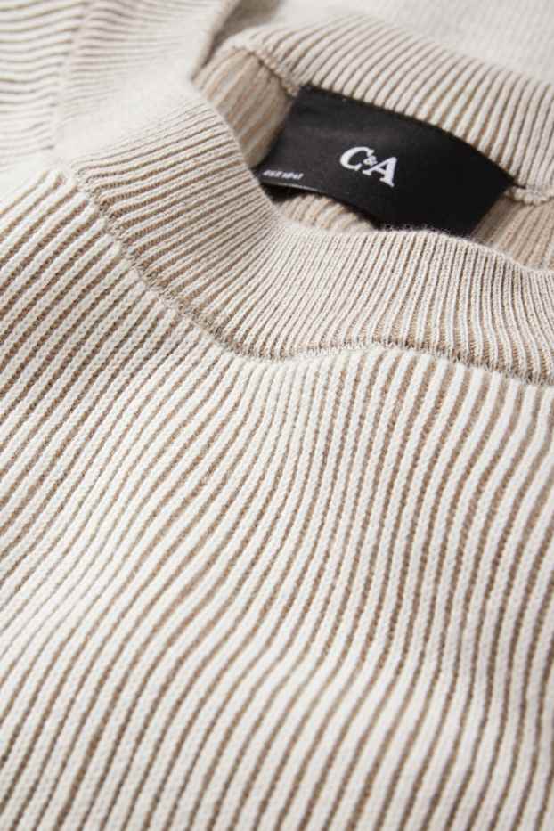Herren - Pullover - gerippt - hellbeige