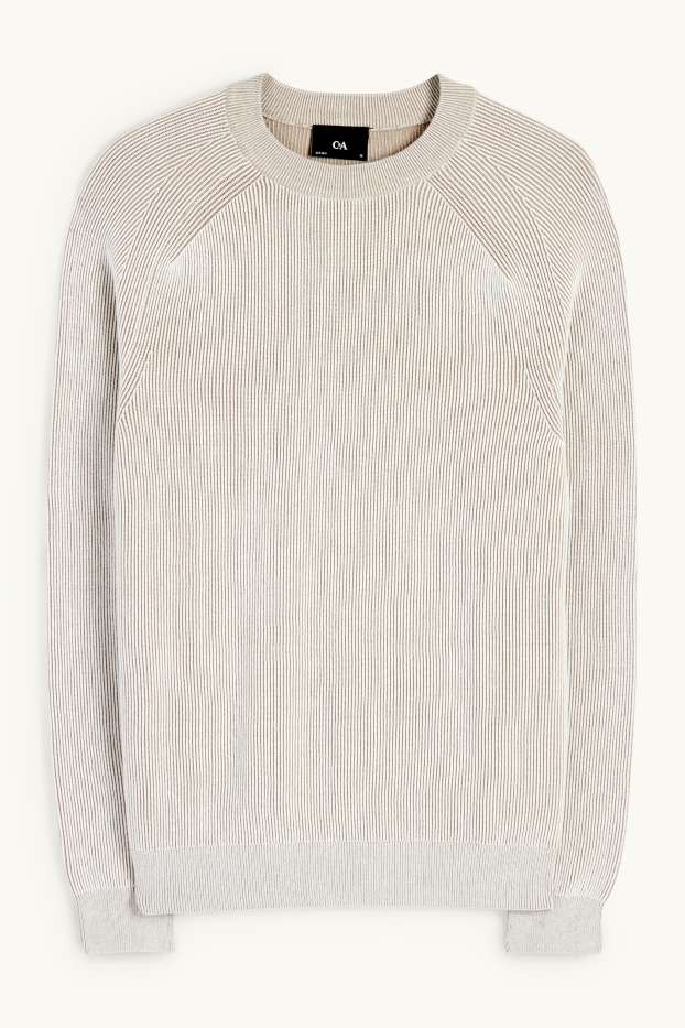 Herren - Pullover - gerippt - hellbeige